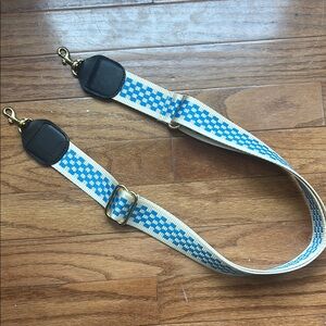 Clare V Blue and Cream Adjustable Strap